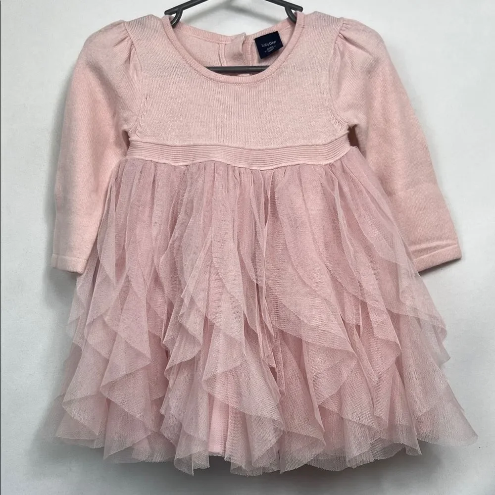 Baby Gap Pink long sleeve dress with tulle skirt size 6-12 months EUC